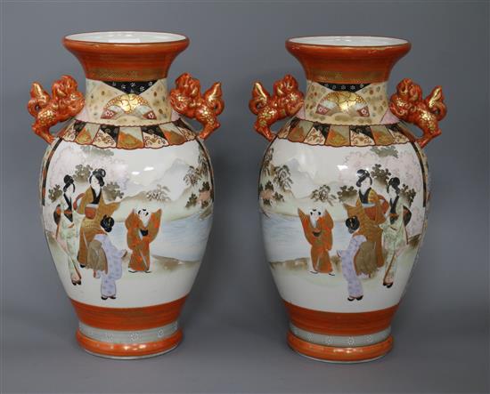 A pair of Japanese Kutani vases height 30.5cm
